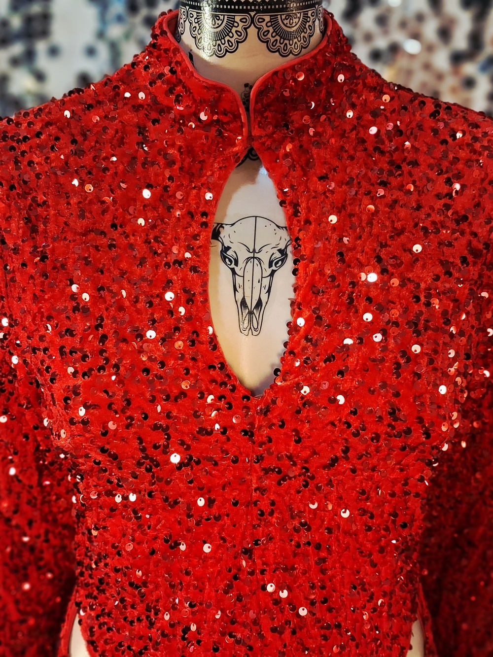 Red Revenge Sequin Keyhole Dress - Women's Devil's  Darlin Dress